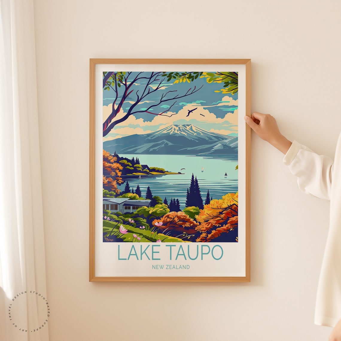 Lake Taupo New Zealand Poster Lake Taupo Wall Art Coast Poster New Zealand Wall Decor Birthday Present Wedding Gifts - Image 2