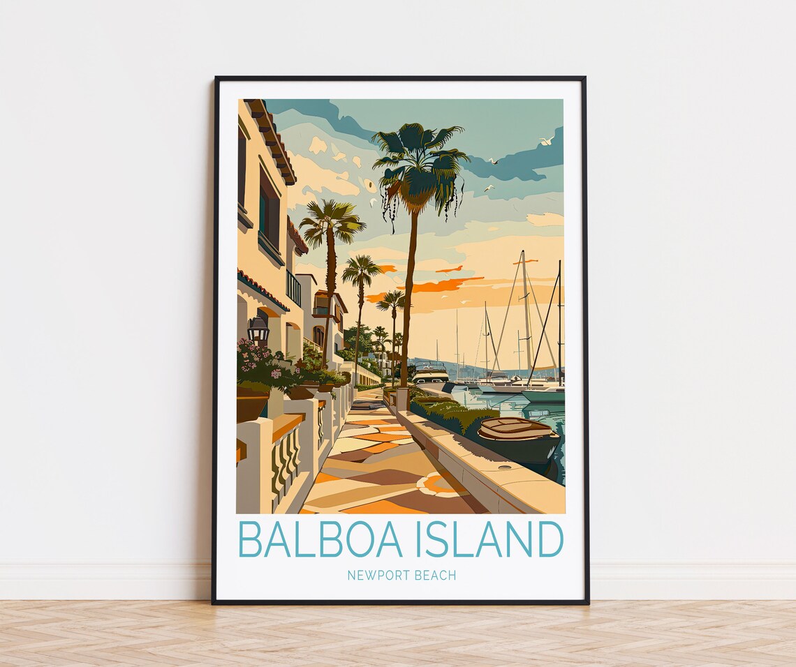 Balboa Island Newport Beach Travel Poster