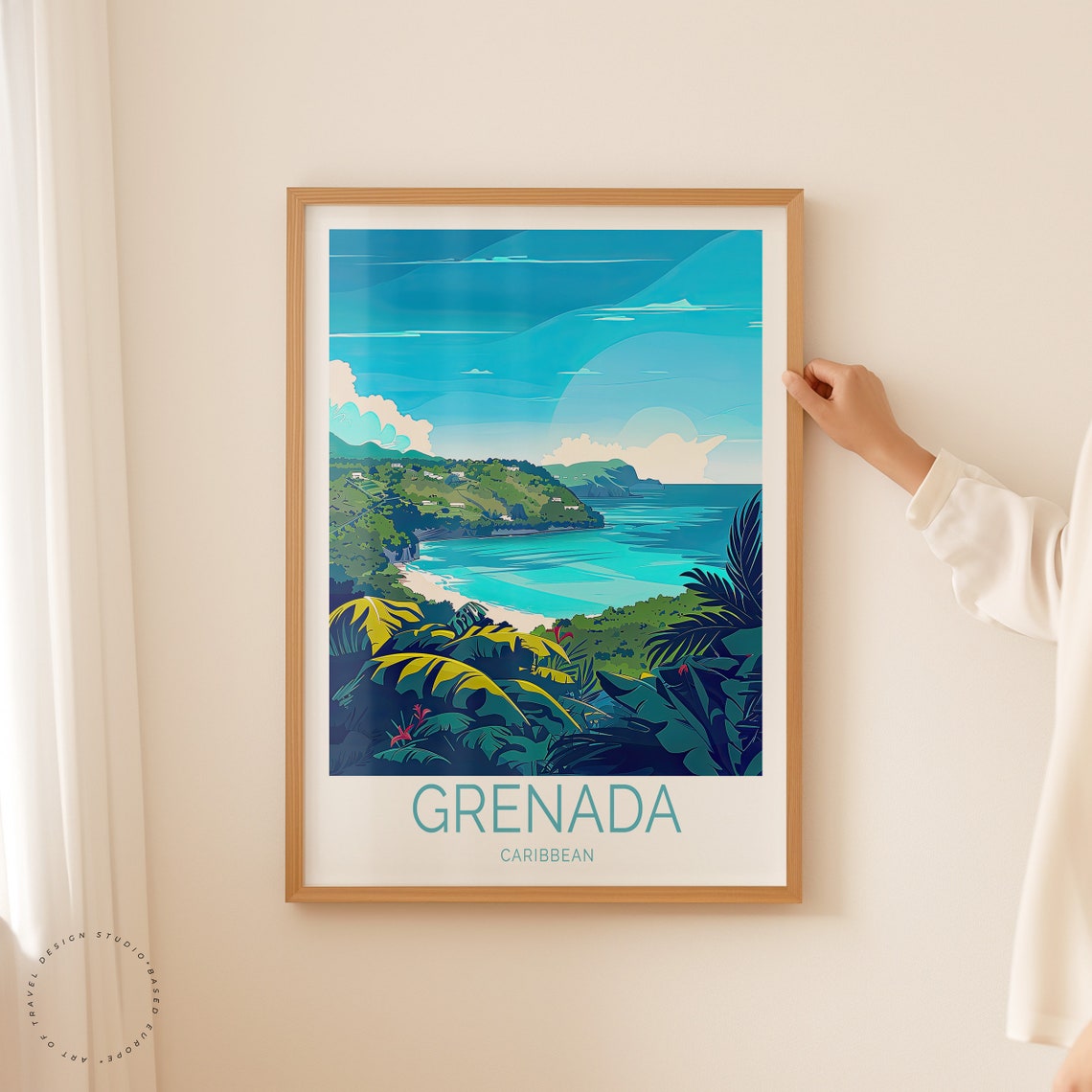 Grenada Caribbean Turquoise Bay Tropical Coast Overlook Poster - Image 2