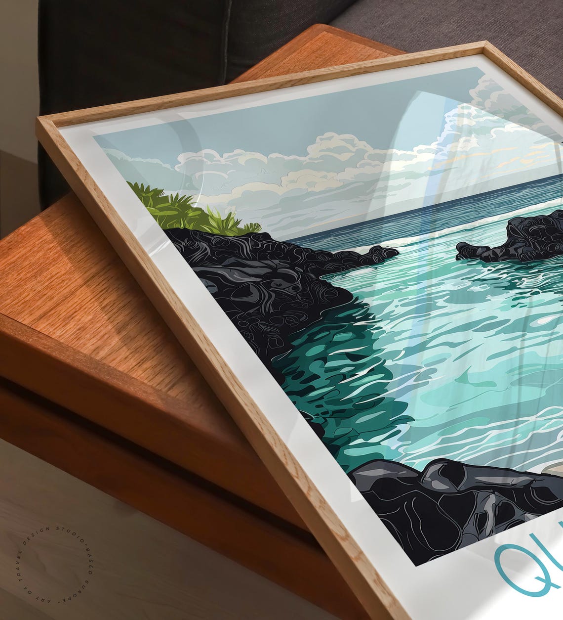 Queen's Bath Kauai Hawaii Lava Rock Tide Pool Ocean Vintage Poster - Image 6