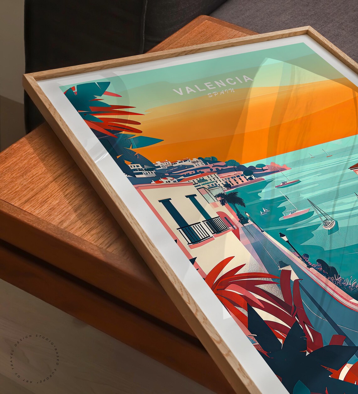 Valencia Spain Mediterranean Harbor Sunset Sailboats View Poster - Image 3