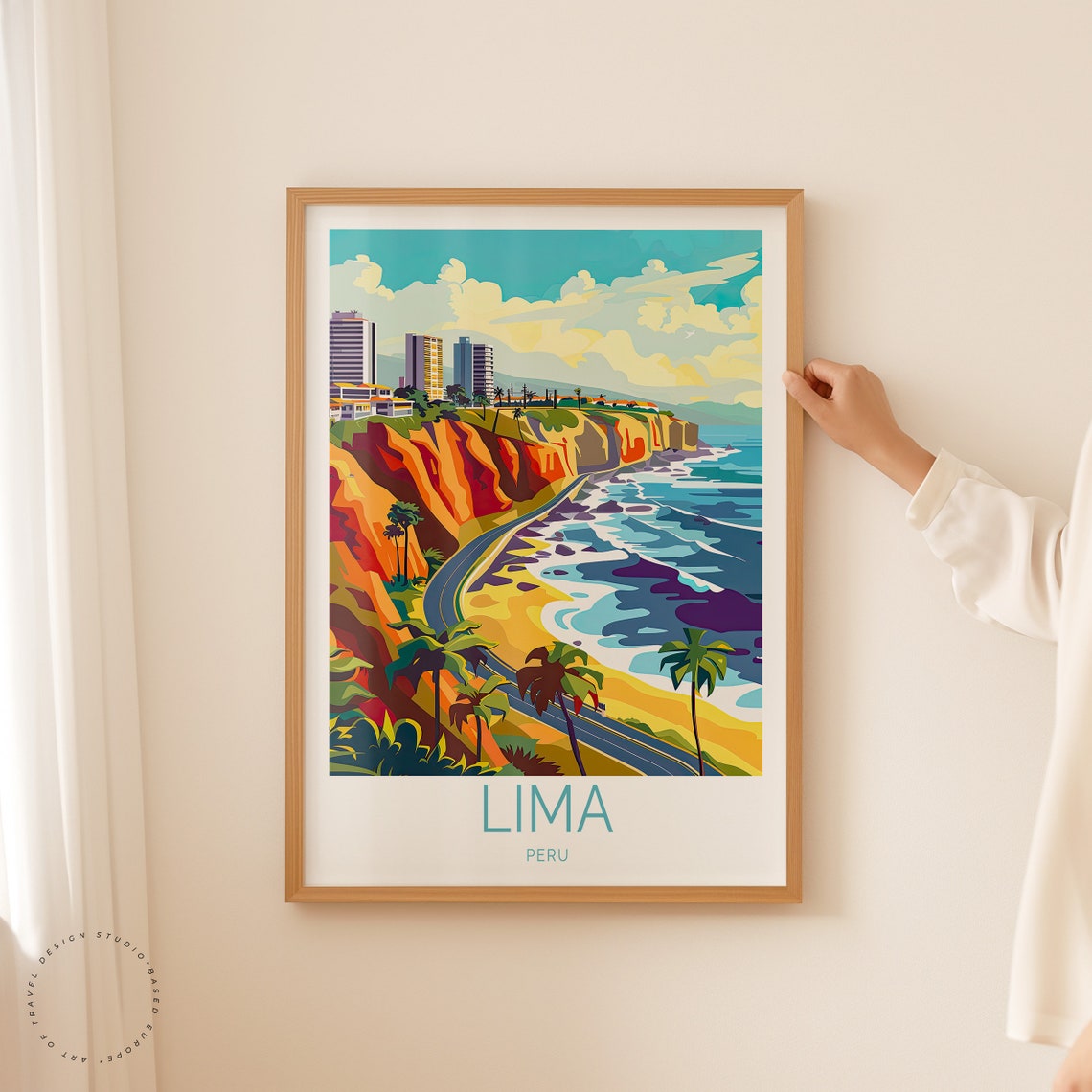 Lima Peru Miraflores Cliffs Coastal Highway Pacific Ocean Poster - Image 2