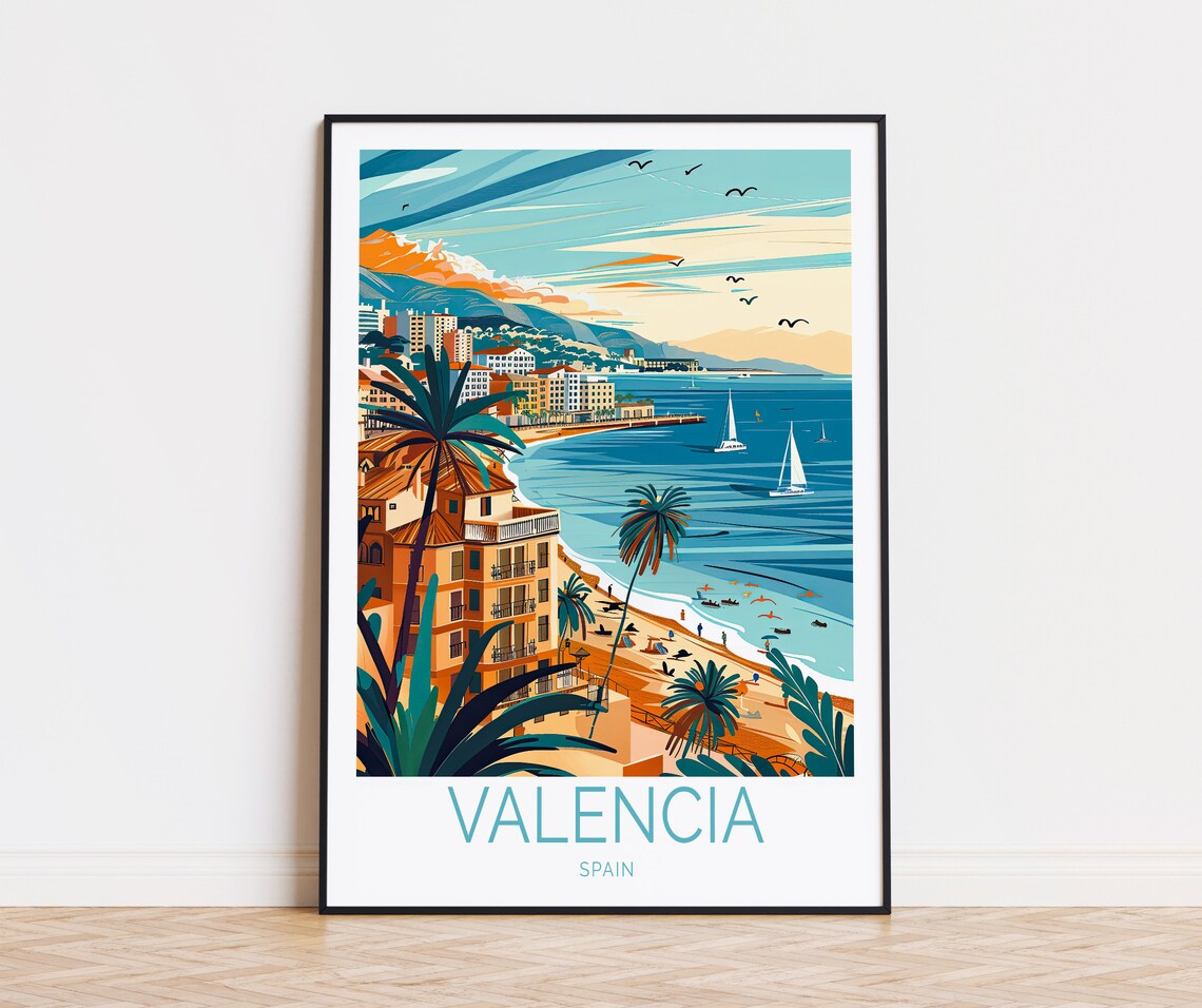 Valencia Travel Poster, Spain Home Decor Print