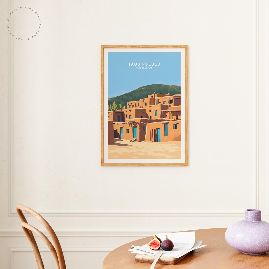 Taos Pueblo New Mexico Adobe Village Desert Landscape Travel Poster - Image 4