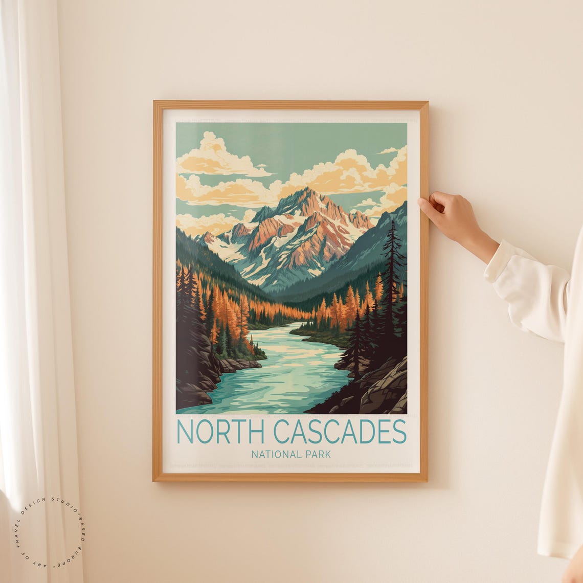 North Cascades National Park Autumn River Valley Snowy Peaks Poster - Image 5