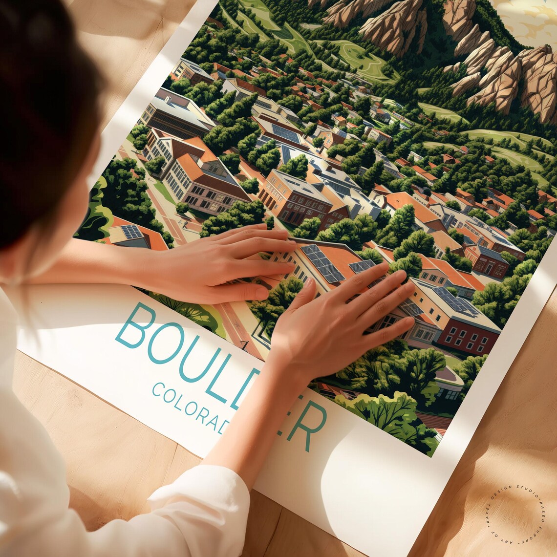 Boulder Colorado Flatirons Red Rocks City View Travel Poster - Image 3
