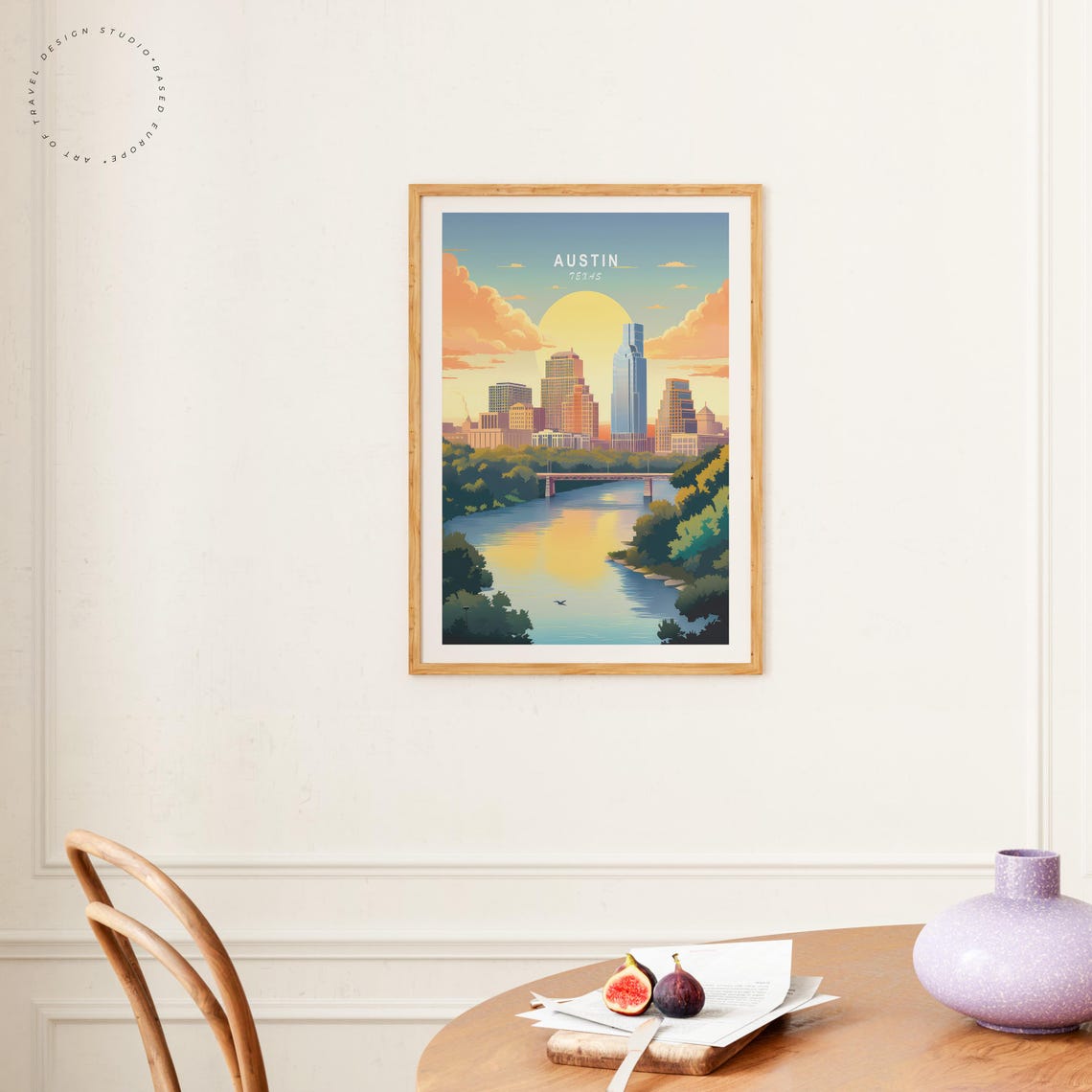 Austin Texas Skyline Sunset Colorado River Bridge Cityscape Art Poster - Image 4