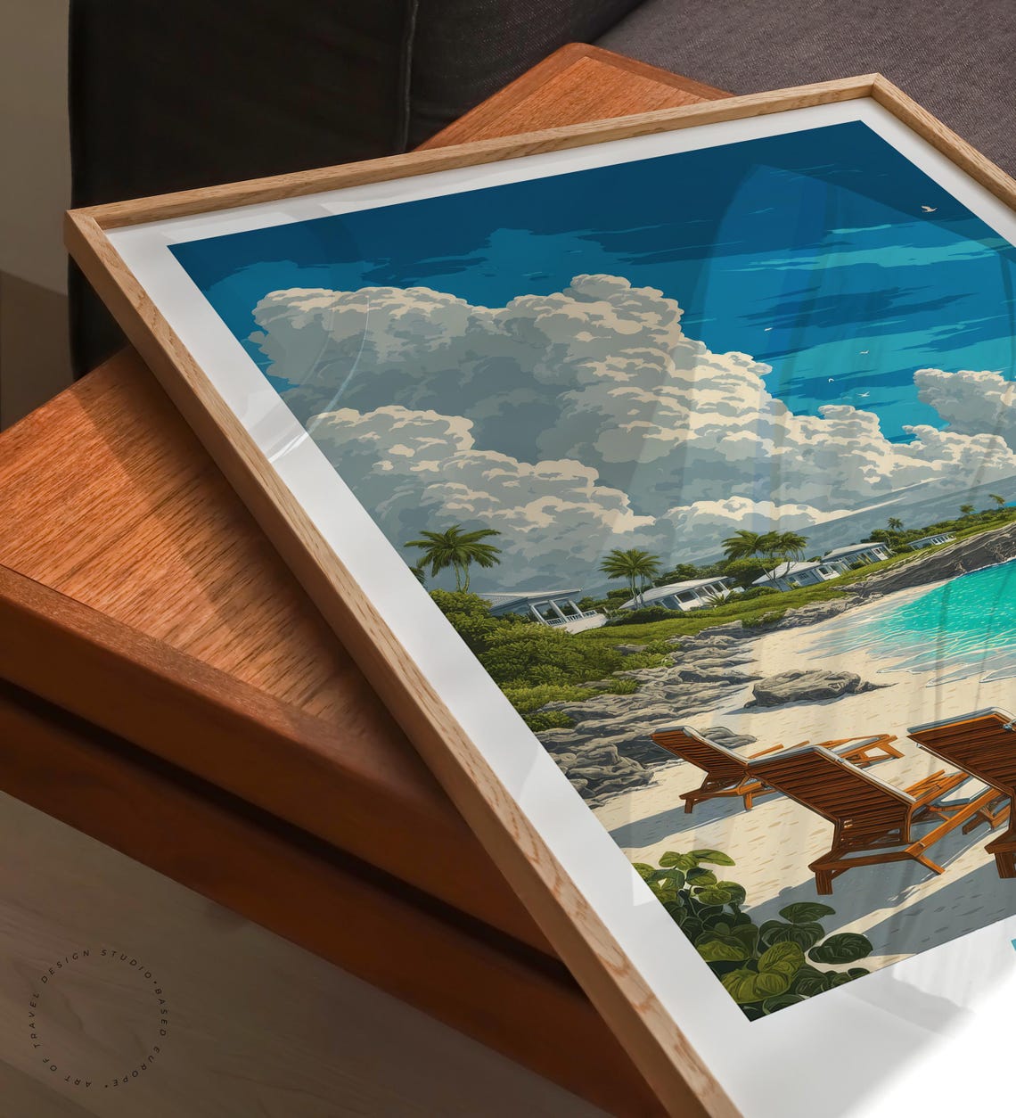Anguilla Caribbean Beach Lounge Chairs Turquoise Sea Travel Poster - Image 6
