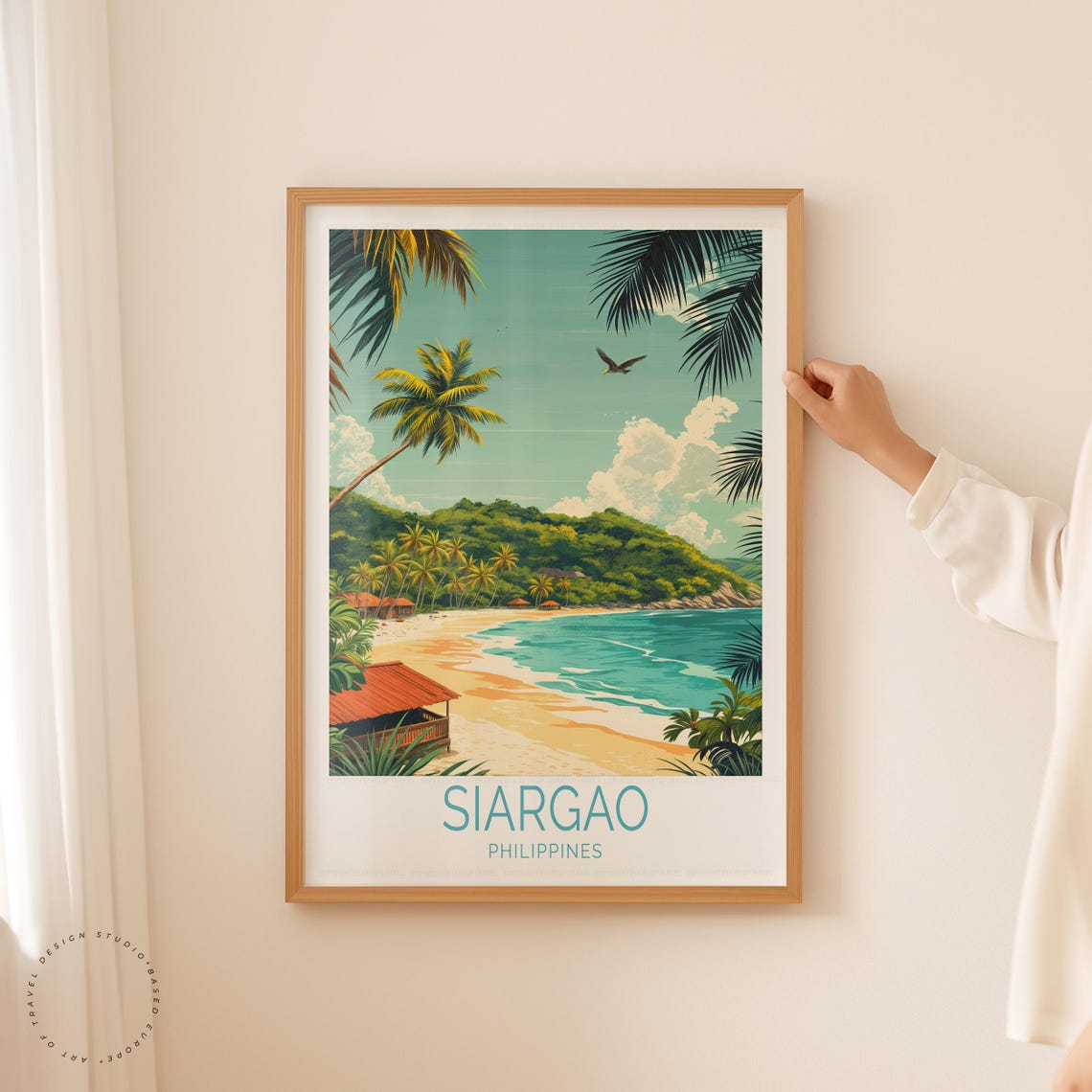 Siargao Philippines Tropical Beach Cove Huts Palm Paradise Poster - Image 5