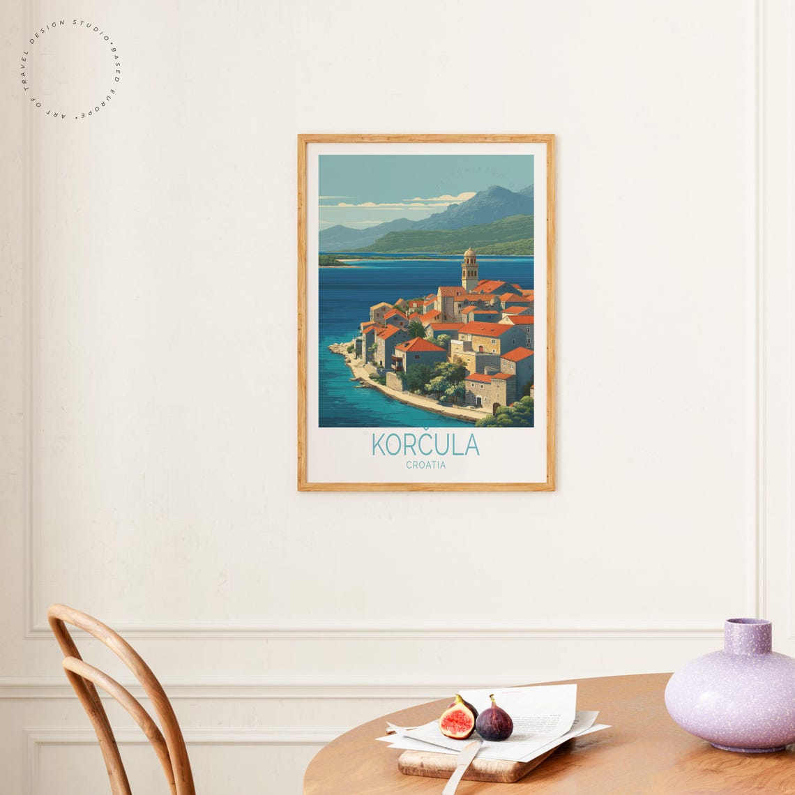 Korcula Croatia Adriatic Old Town Harbor Dalmatian Coast Travel Poster - Image 4