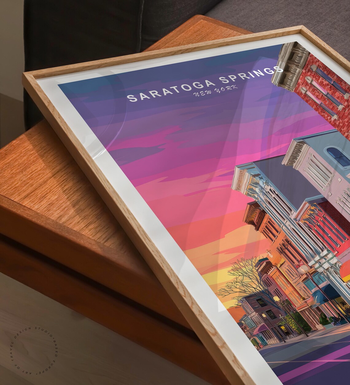 Saratoga Springs New York Sunset Street Vintage Travel Poster - Image 6