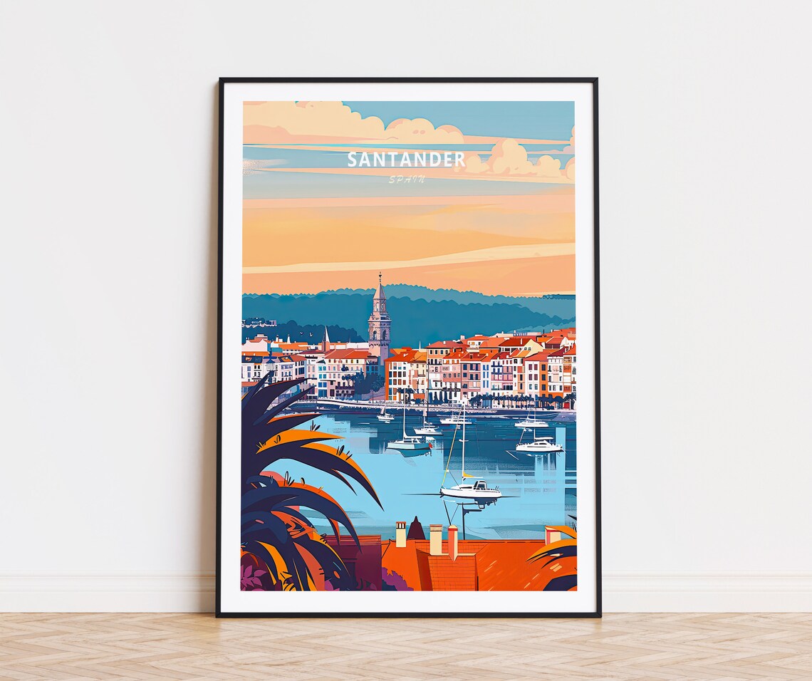 Santander Spain Travel Poster, Coast Wall Art
