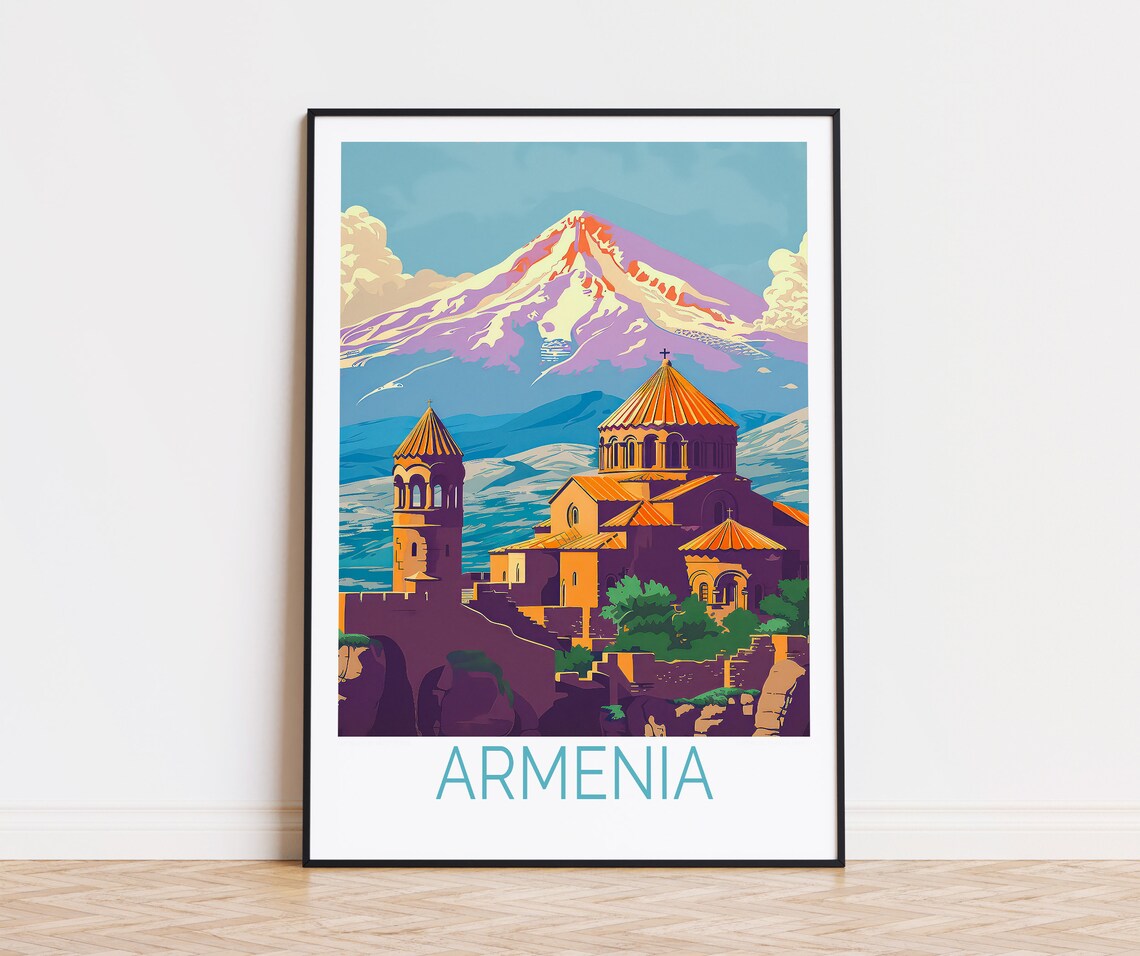Armenia Travel Poster, Geghard Monastery Wall Art