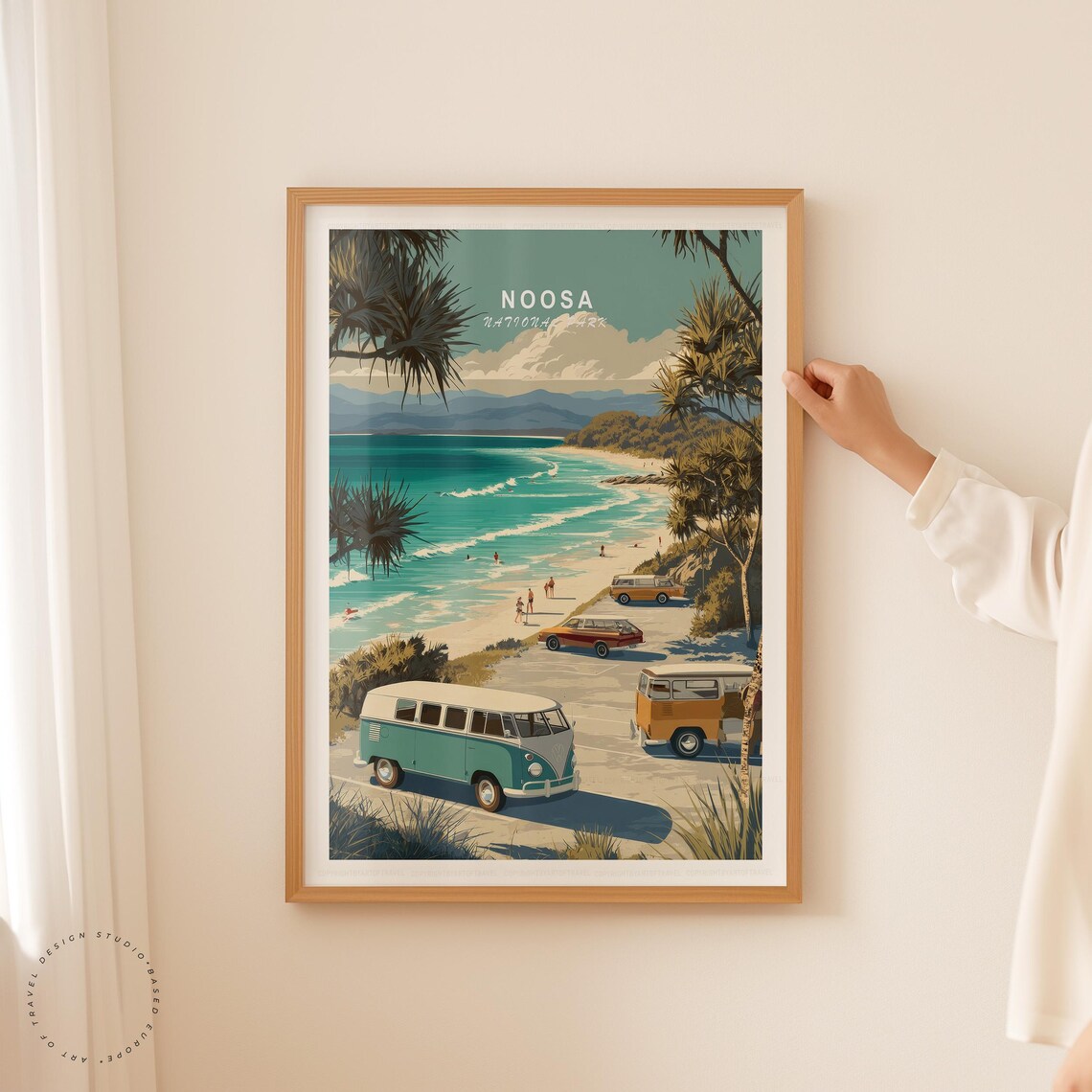 Noosa Australia National Park Beach Camper Vans Retro Travel Poster - Image 5