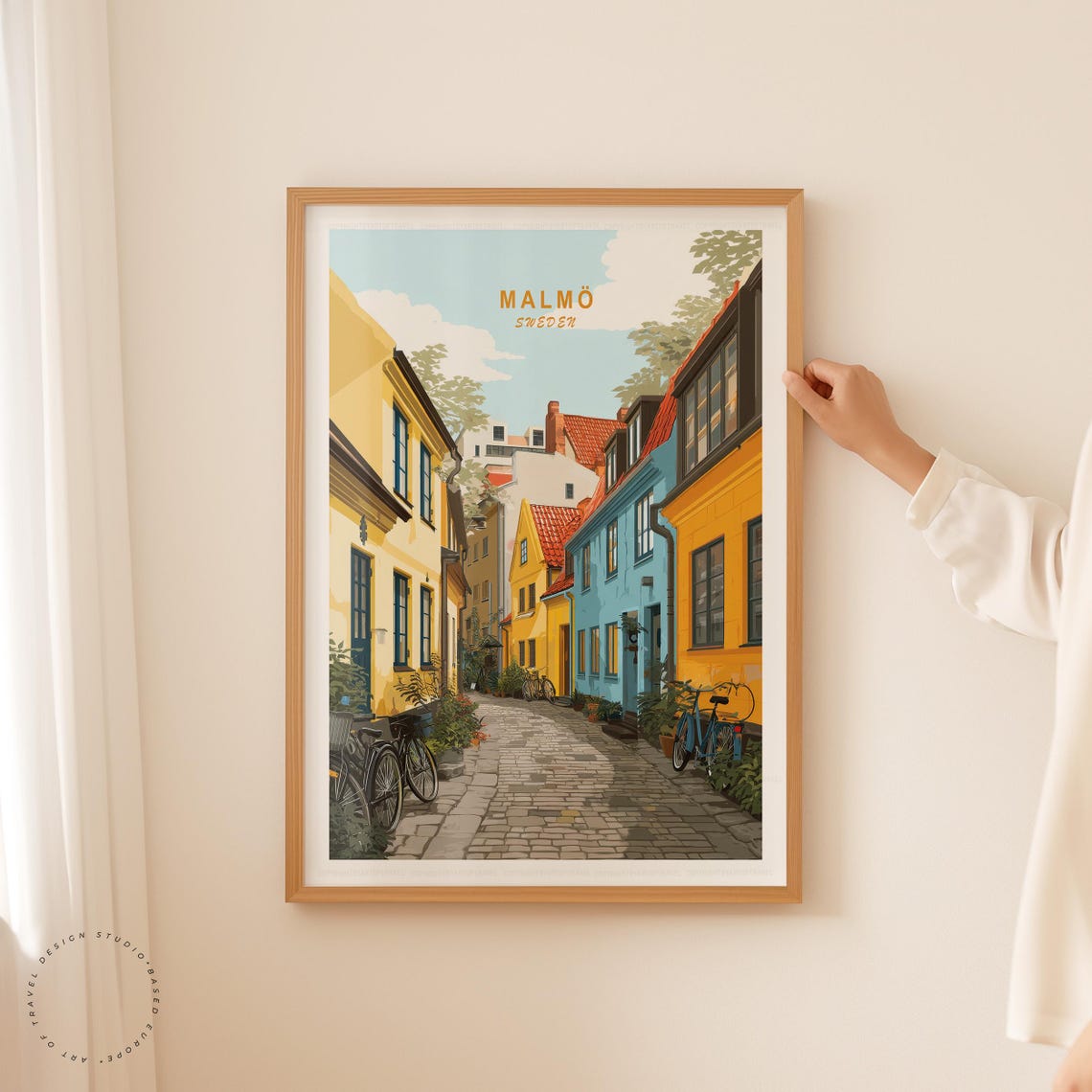 Malmo Sweden Old Town Cobblestone Street Vintage Travel Poster - Image 5