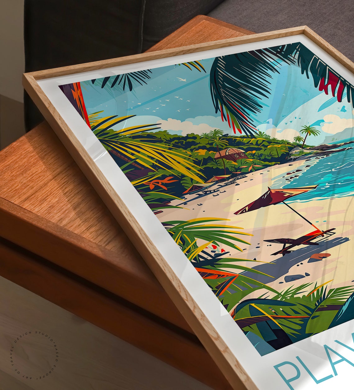 Playa del Carmen Mexico Tropical Beach Palm Fronds Ocean Poster - Image 3