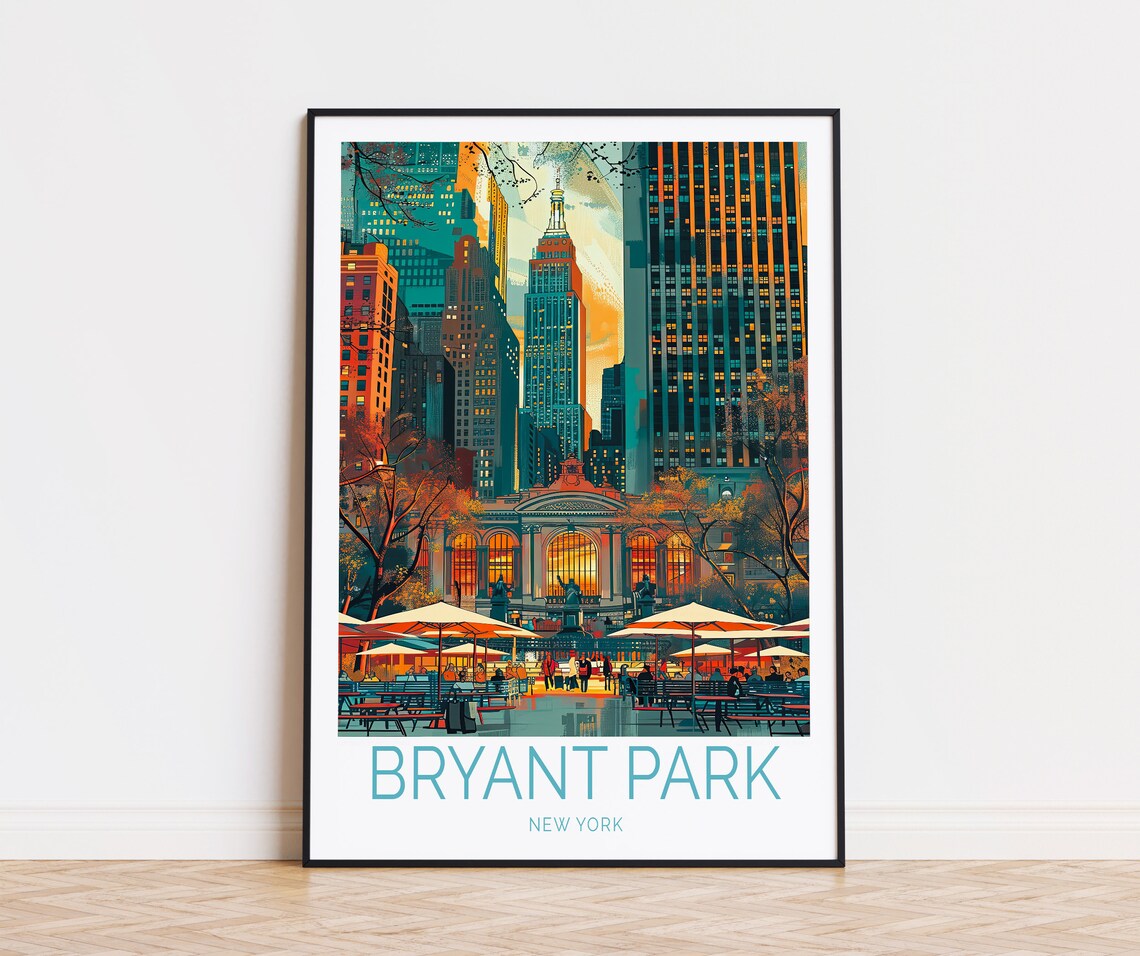 Bryant Park New York Travel Poster, City View