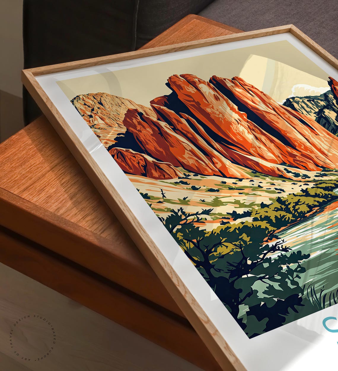 Smith Rock Oregon Sunlit Red Rock Spires Desert Travel Poster - Image 3