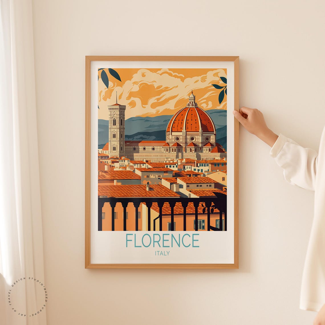 Florence Italy Duomo Cathedral Golden Sunset Rooftops Poster - Image 2