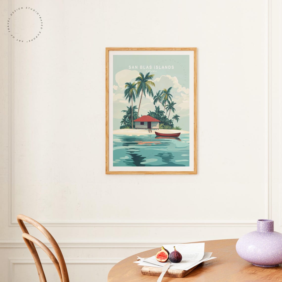 San Blas Islands Panama Palm Trees Island Hut Lagoon Travel Poster - Image 4