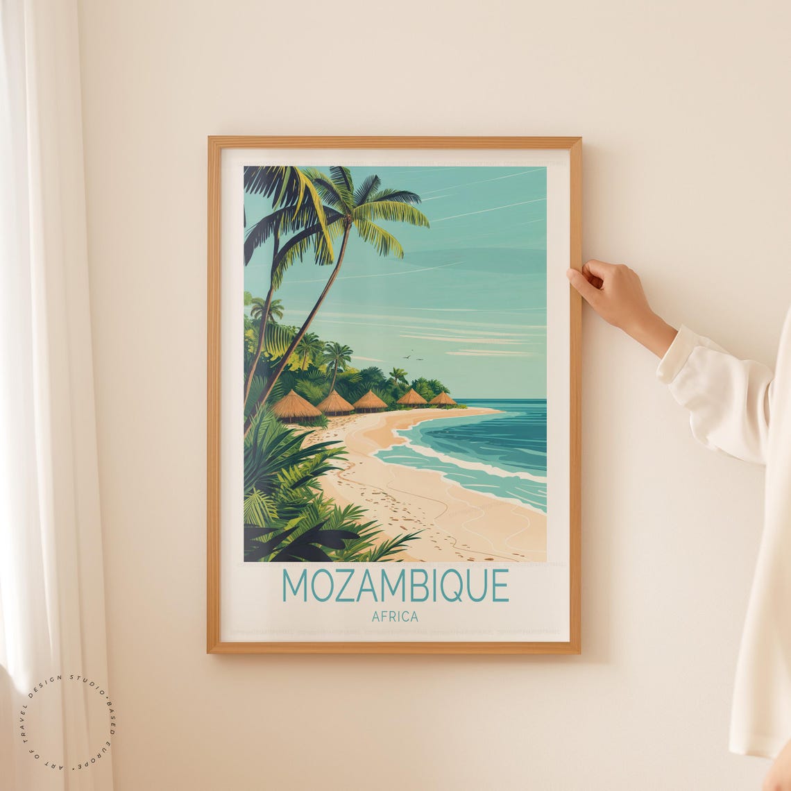 Mozambique Africa Tropical Palm Beach Huts Turquoise Shore Art Poster - Image 5
