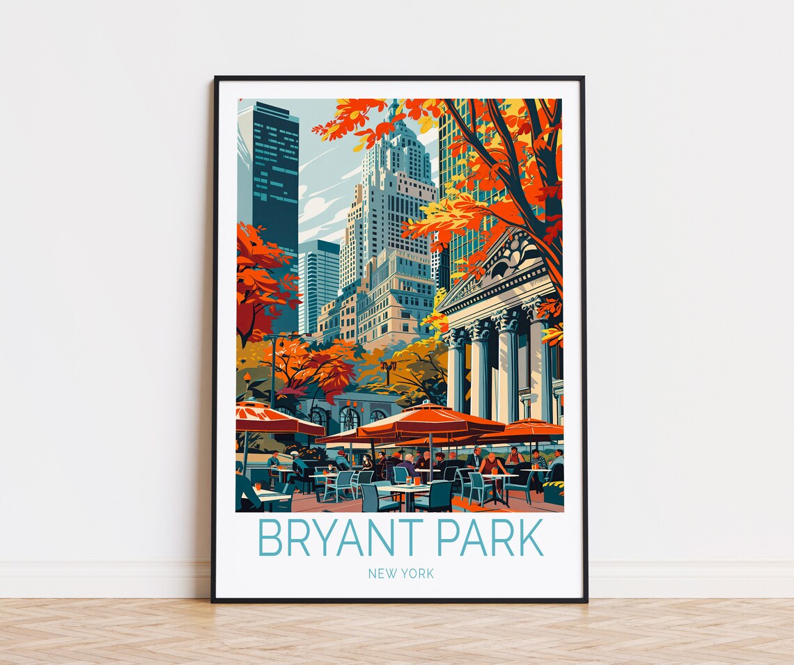 Bryant Park New York City Travel Poster Art Print