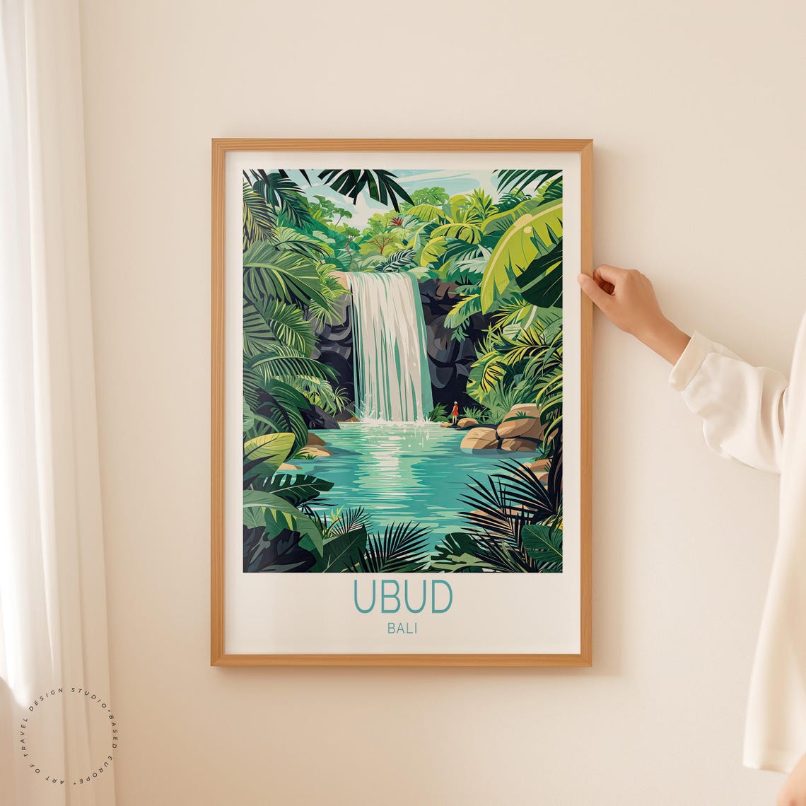 Ubud Bali Indonesia Jungle Waterfall Tropical Pool View Poster - Image 2