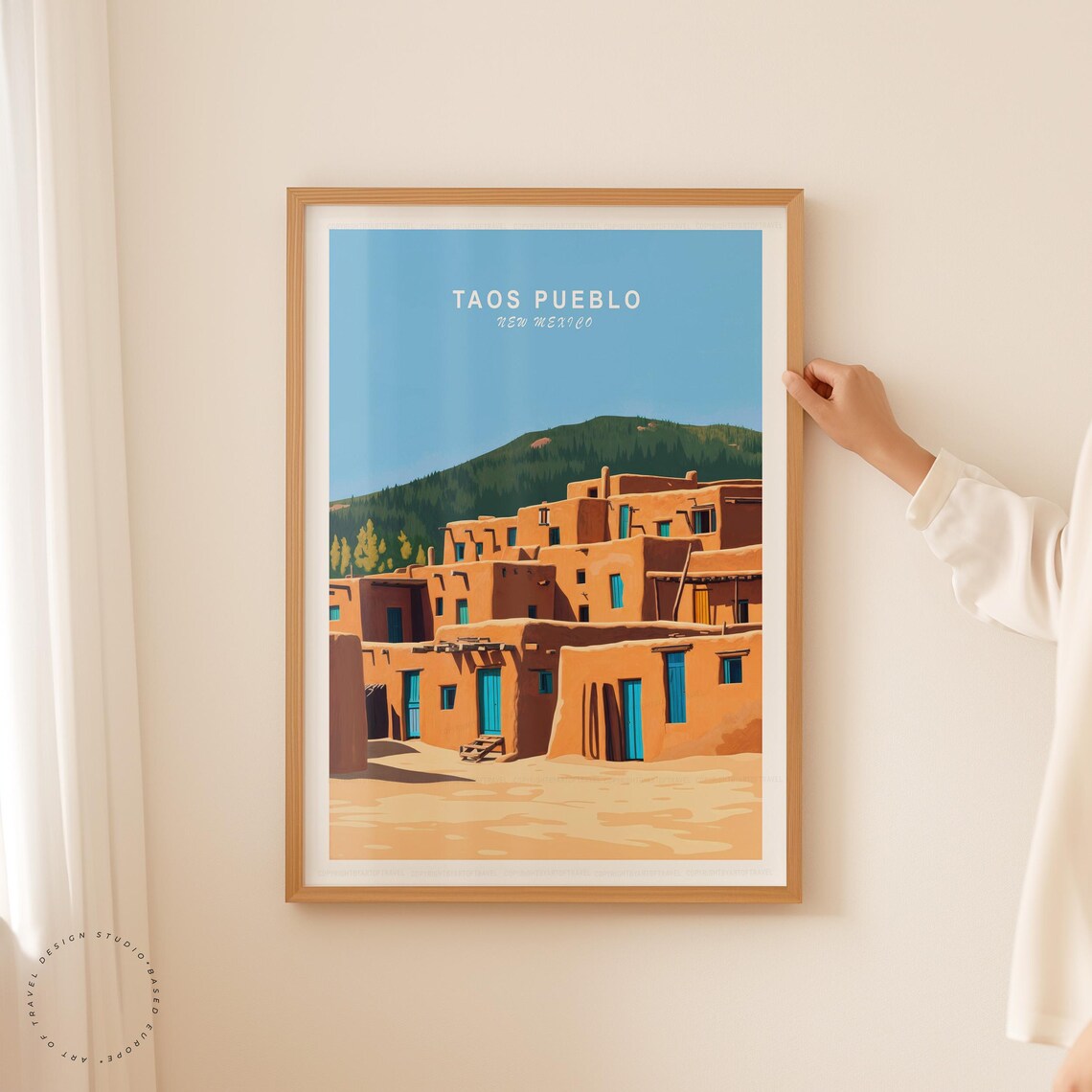 Taos Pueblo New Mexico Adobe Village Desert Landscape Travel Poster - Image 5
