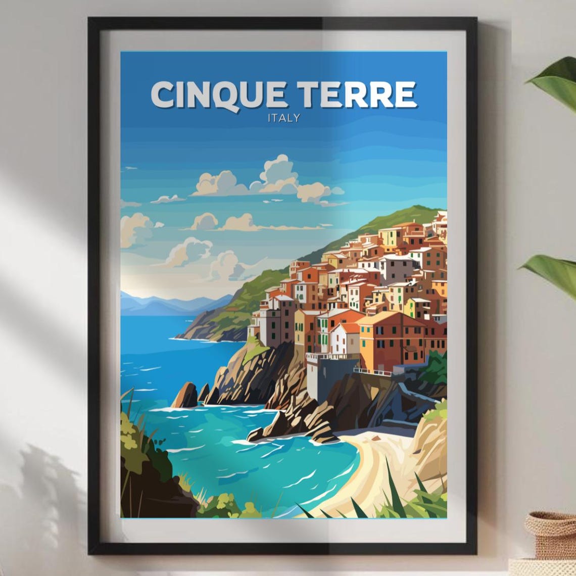 Cinque Terre Travel Poster, Italian Riviera Italy