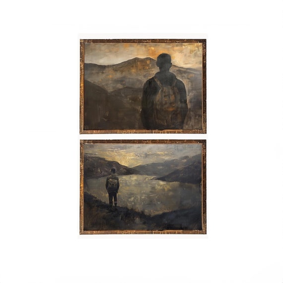 Moody Wall Art Set Backpacking Art Gift For Backpacker Gift For Hiker Gift For Outdoorsman Dark Academia Wall Art Moody Decor For Cabin Art