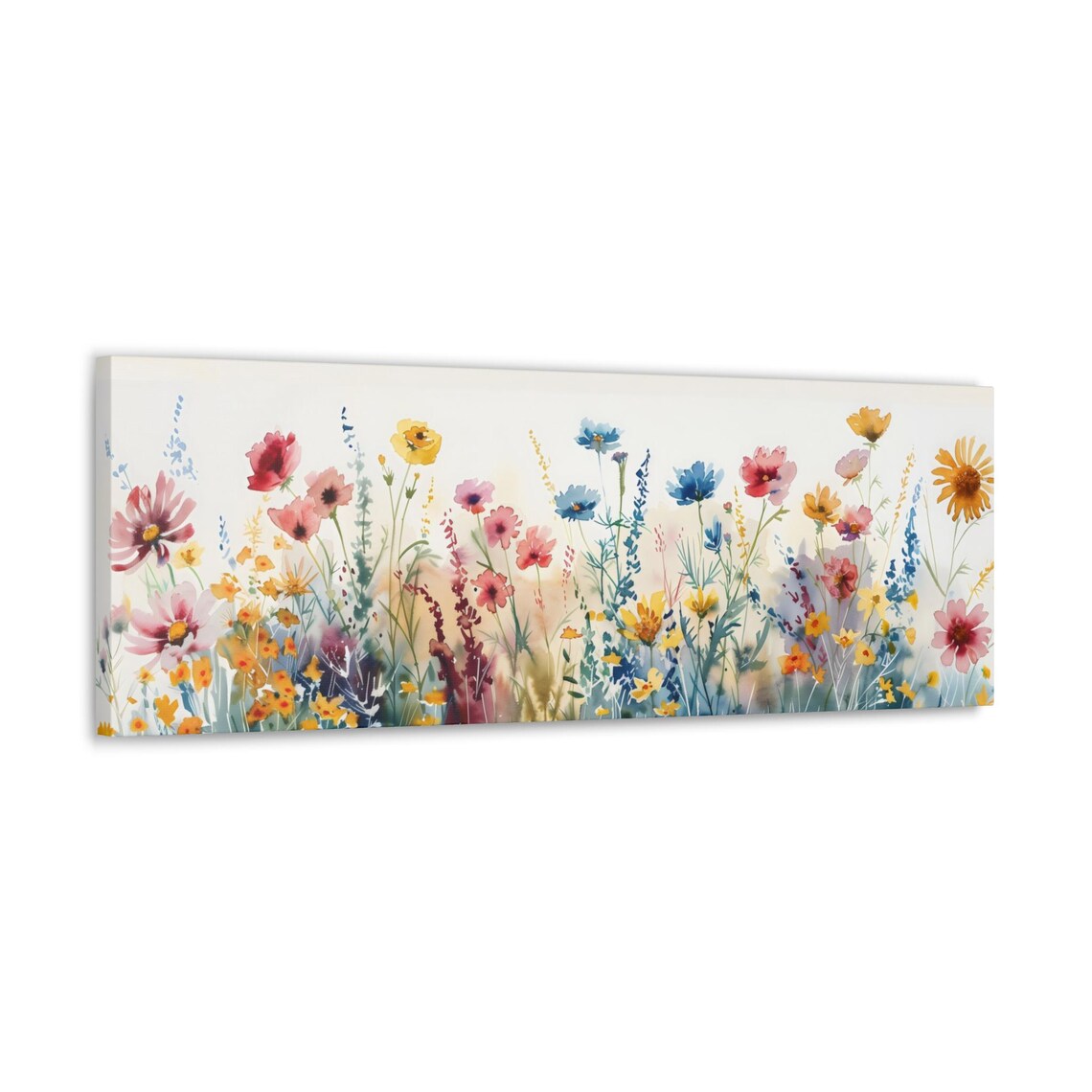 Watercolor Wildflower Garden Panorama With Poppies and Cornflowers Poster - Image 3