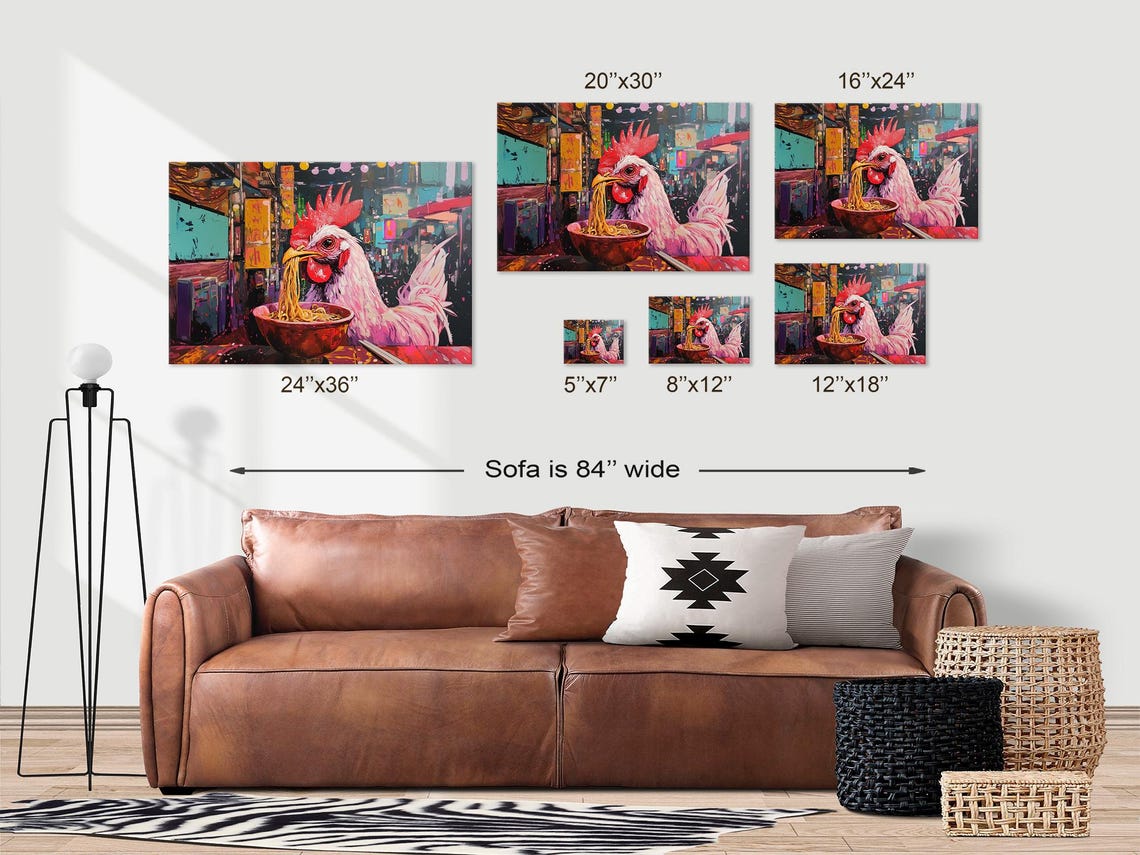 Maximalist Eclectic Ramen Chicken Print Bold Altered Animal Portrait Fantasy Fun Colorful Renaissance Rustic Art - Image 3