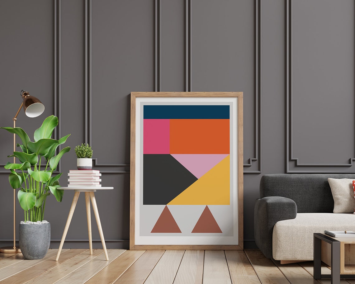 Geometric Color Blocks and Triangles Bold Palette Art Poster - Image 2