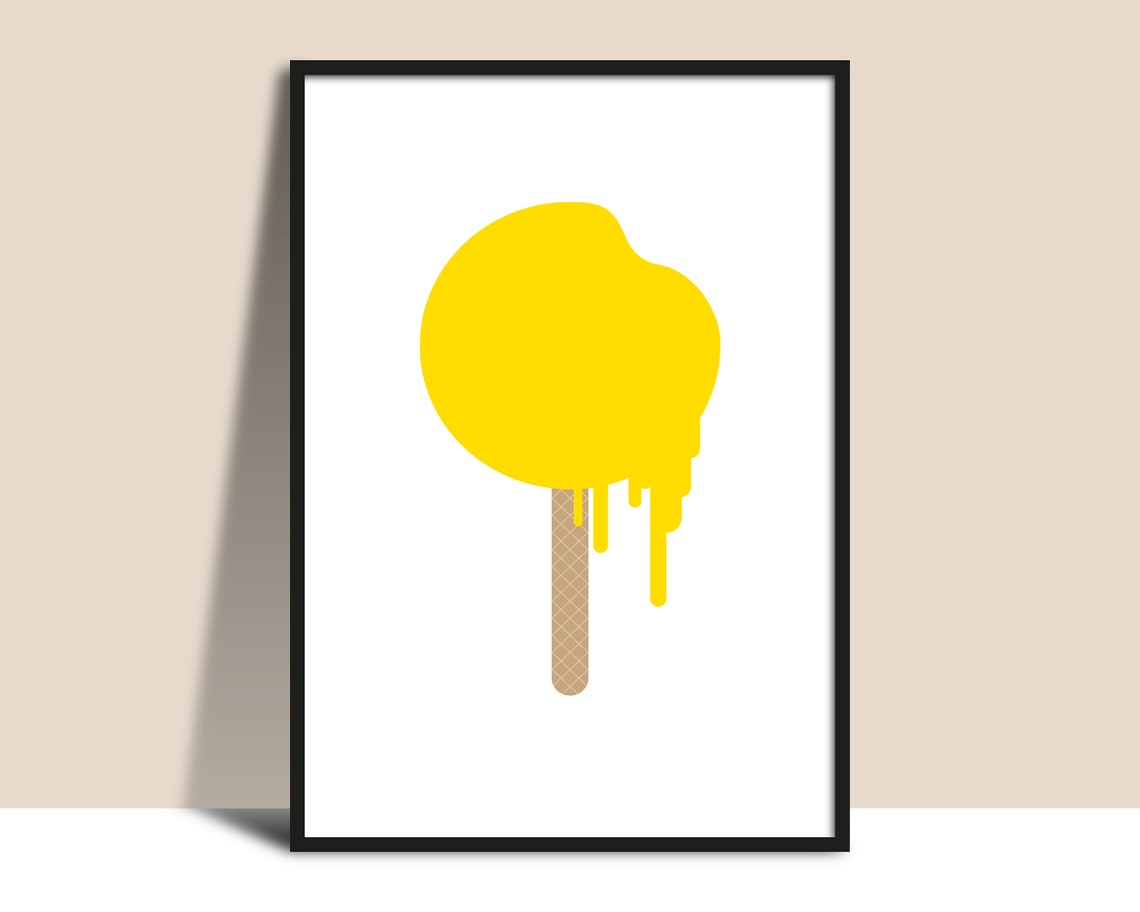 Melting Yellow Sun Popsicle Minimal Summer Illustration Art Poster