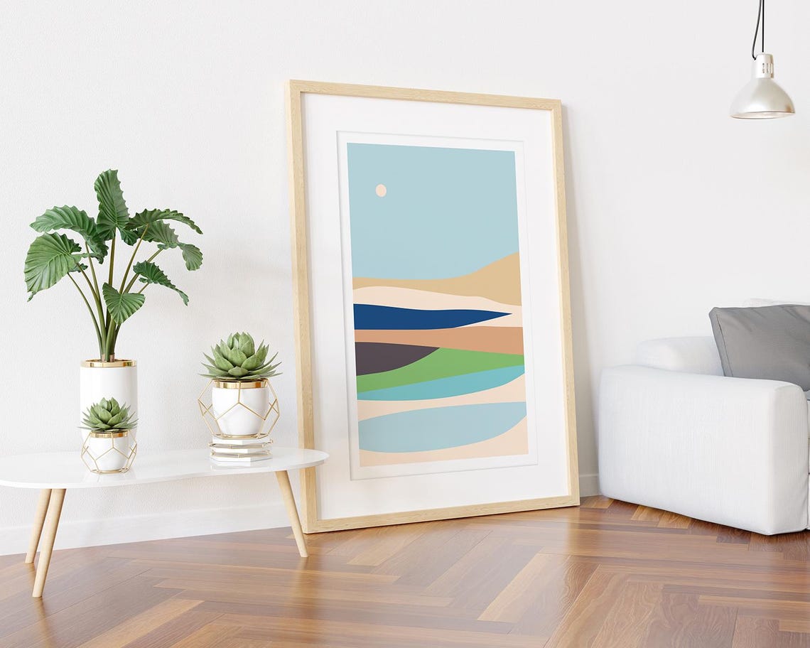 Pastel Beach Dunes Pools Abstract Sea Sand Sky Minimal Poster - Image 3