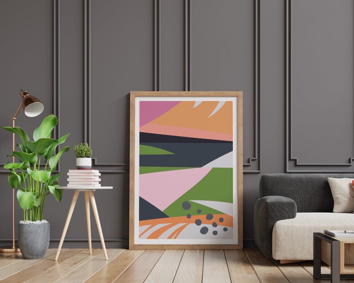 Colourful Abstract Minimalist Landscape Modern Fine Art Poster - Image 2