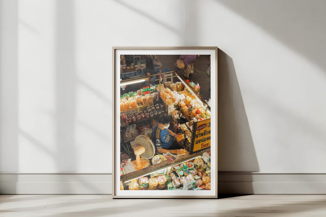 Thailand Market Stall Poster Colorful Snacks Vendor Street Photo