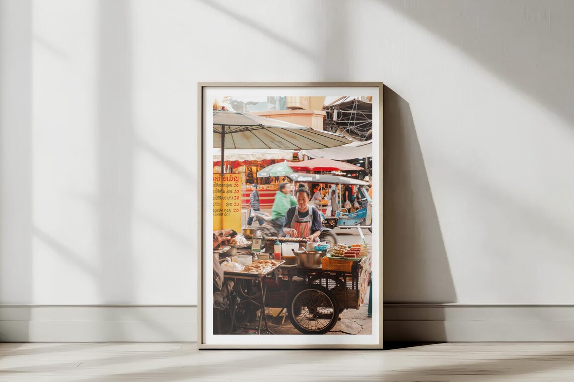Chiang Mai Street Food Cart Vendor Market Thailand Photo Art Poster