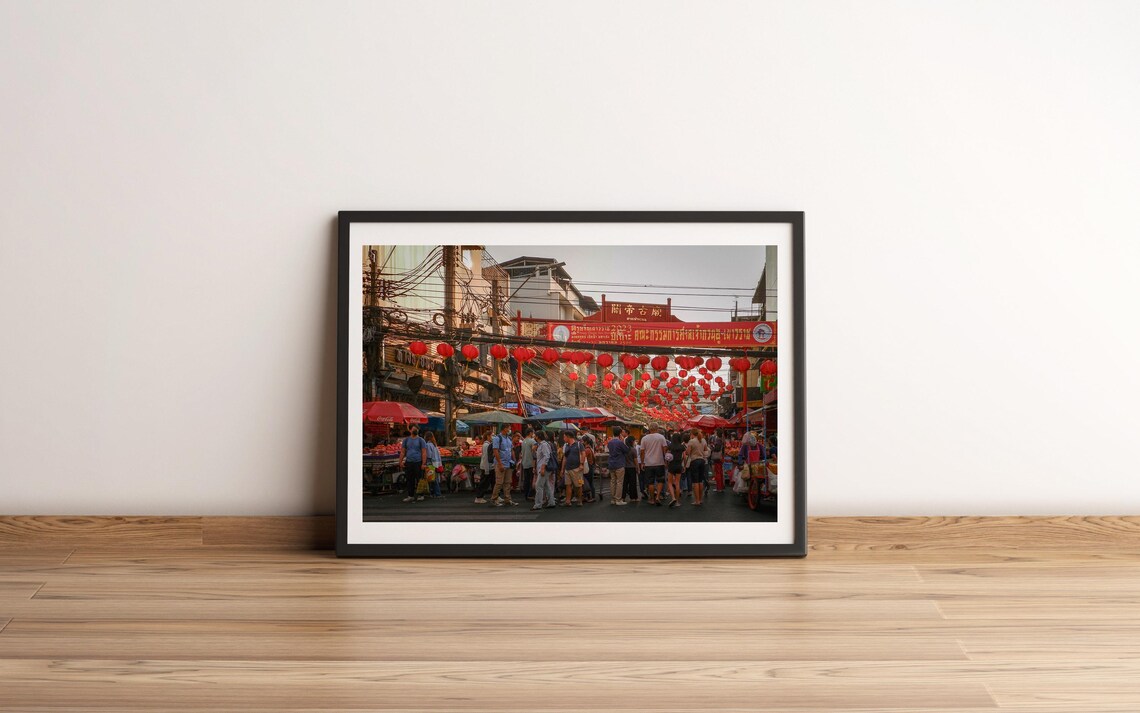 Bangkok Chinatown Yaowarat Road Red Lanterns Street Photo Poster