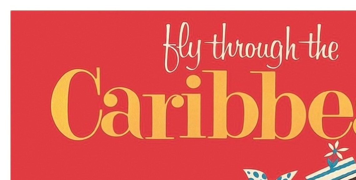 Air France Fly Through the Caribbean Dancers Red Vintage Poster - Image 2