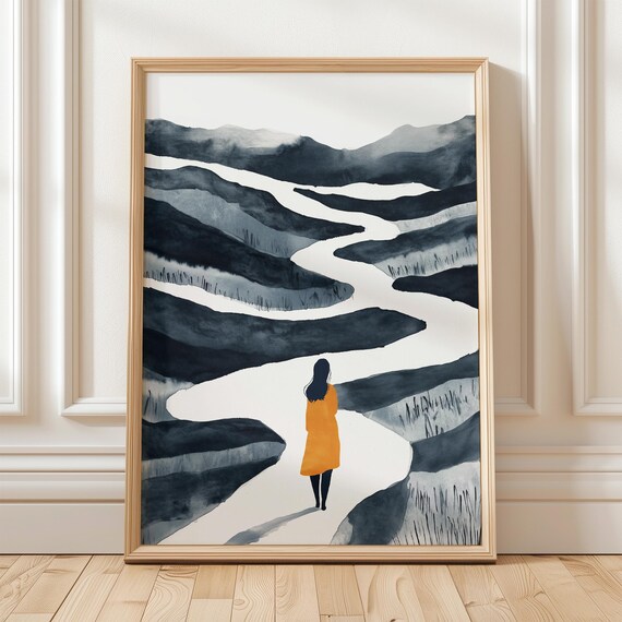 Minimalist Female Silhouette Line Art, Modern Abstract
