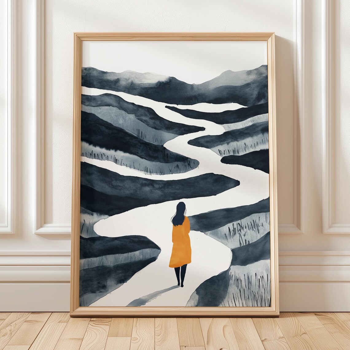 Minimalist Female Silhouette Line Art, Modern Abstract