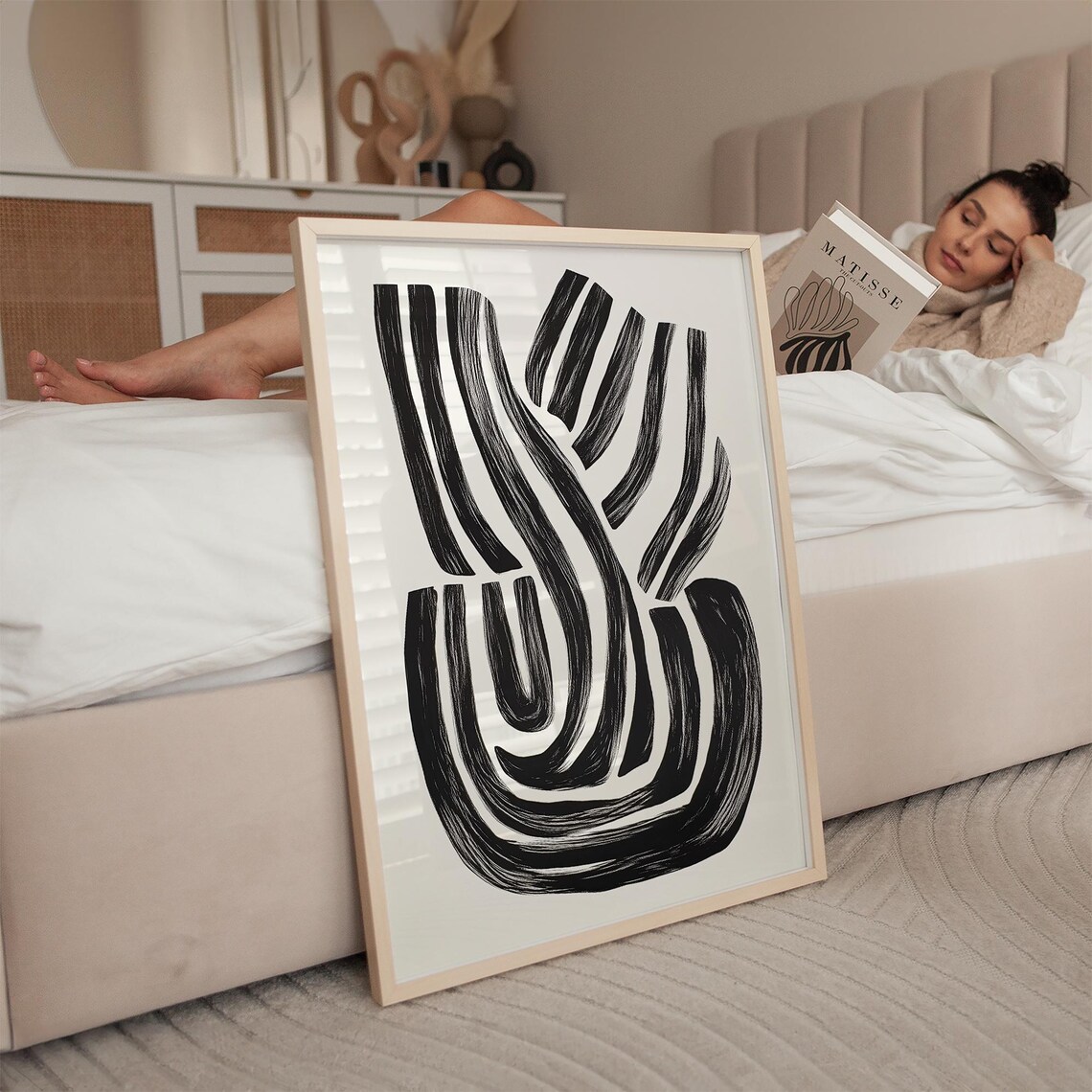 Abstract Black And White Brushstroke Art Print - Image 3