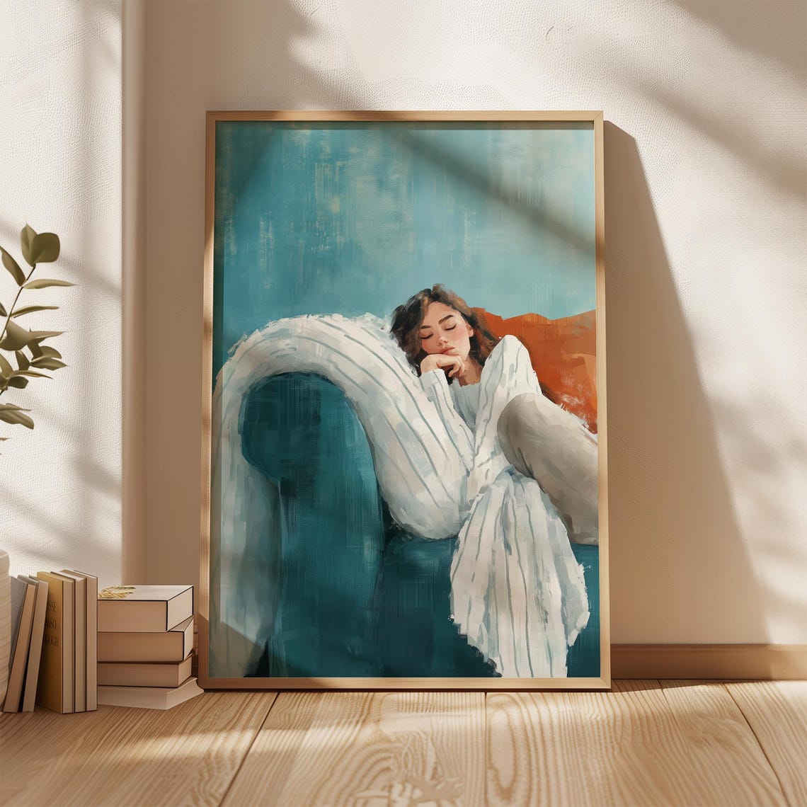 Sleeping Woman Minimalist Living Room Art Print - Image 2