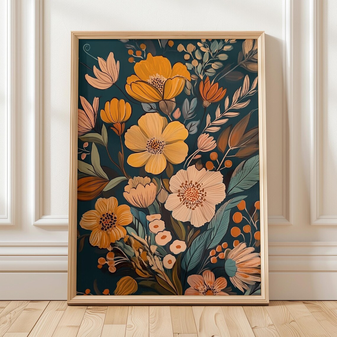 Vintage Floral Botanical Poster, Boho Nature Decor
