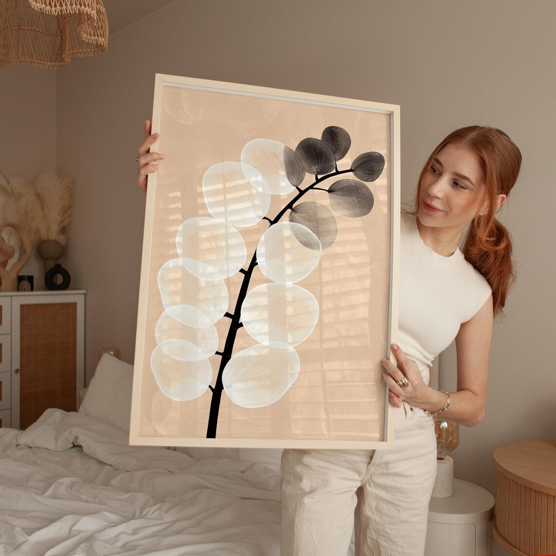 Modern Botanical Line Art Poster, Minimalist Leaf