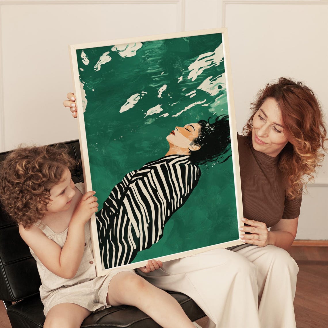 Emerald Green Abstract Woman, Minimalist Art Print - Image 2