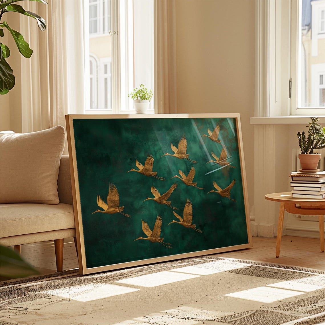 Golden Crane Poster, Elegant Nature Decor - Image 3