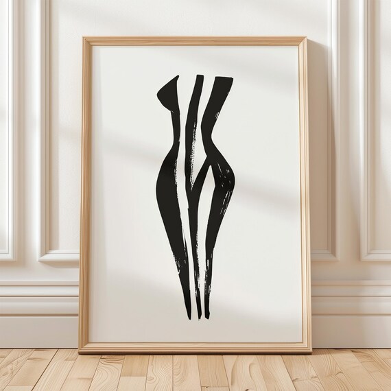 Abstract Female Form, Minimalist Monochrome Art Print