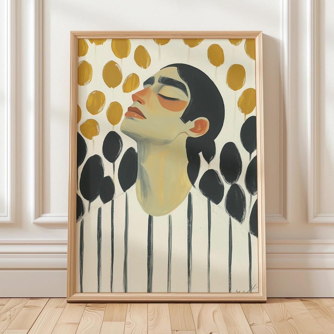 Dreamy Modern Man In Golden Abstract Forms